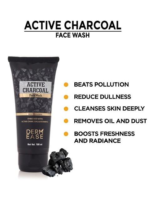 Dermease Active Charcoal Face Wash With Vitamin E 100 Ml