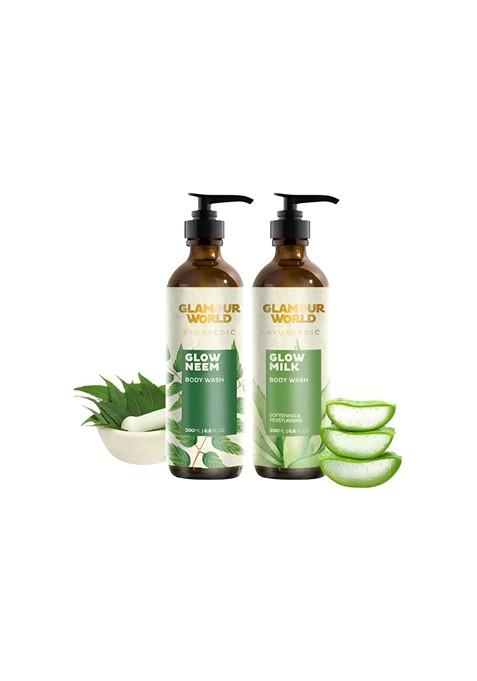 Glamour World Ayurvedic Set Of 2 Glow Milk Neem Body Wash 200 Ml Each