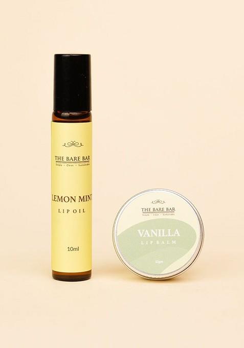 The Bare Bar Set Of 2 Vanilla Lemon Mint Lip Oil Balm 10 G Each
