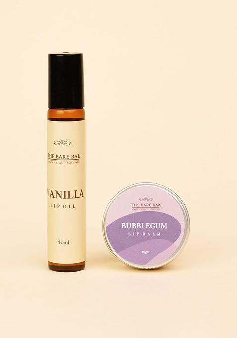 The Bare Bar Set Of 2 Bubble Gum Lip Balm Vanilla Oil 10 G Each