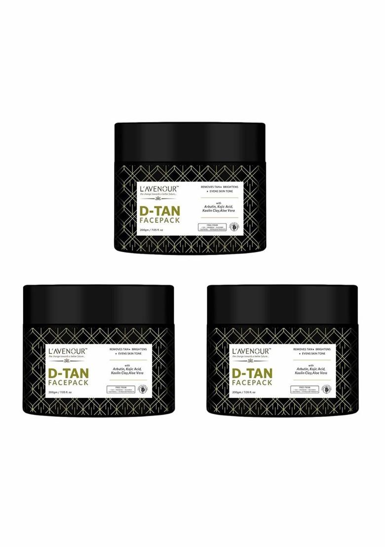 L'Avenour Set Of 3 D Tan Face Pack For Removal With Aloe Vera 200 G Each