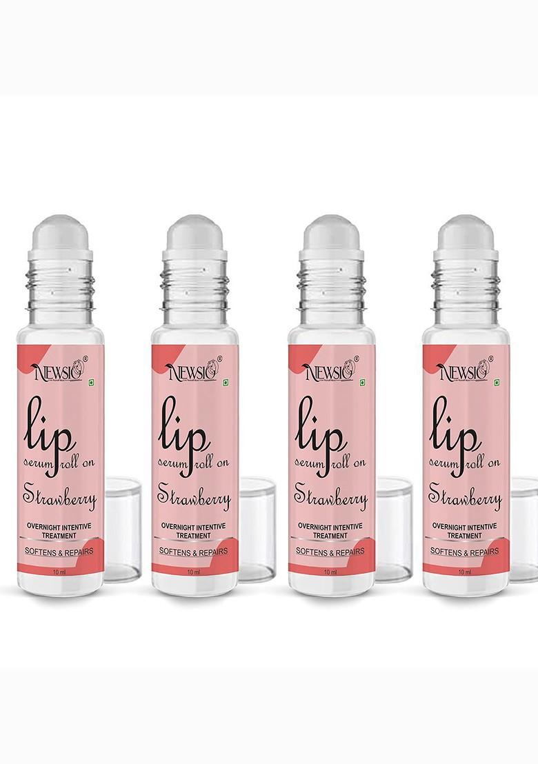 Newsio Set Of 4 Roll On Lip Serum For Softening Repair 10 Ml Each Strawberry