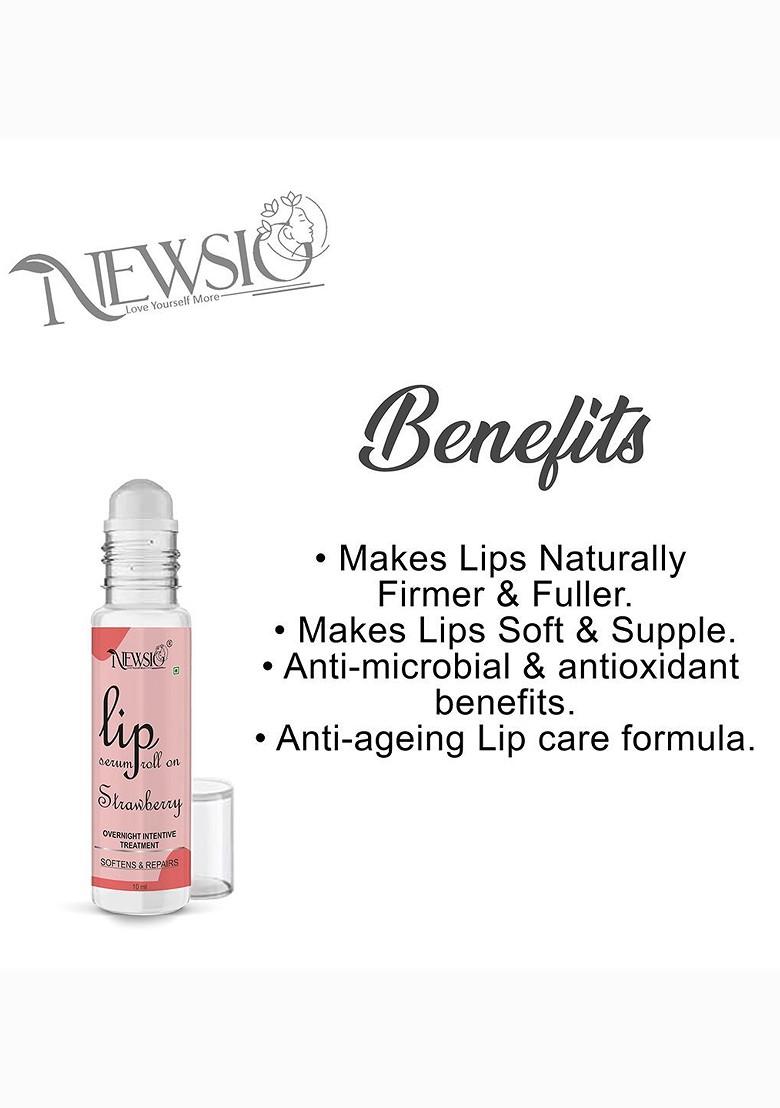 Newsio Set Of 4 Roll On Lip Serum For Softening Repair 10 Ml Each Strawberry