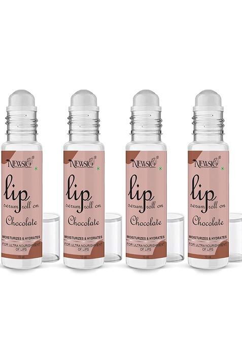 Newsio Set Of 4 Roll On Lip Serum For Moisturizing Hydrating 10 Ml Each Chocolate