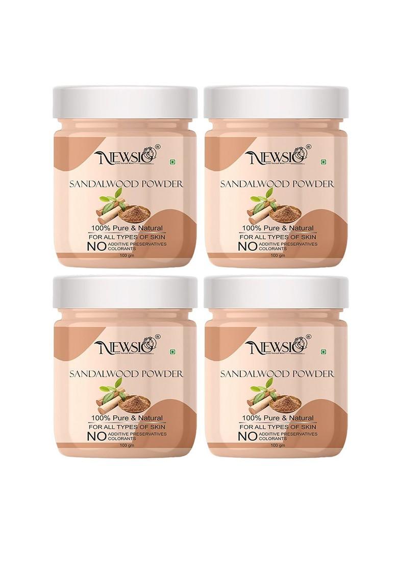 Newsio Set Of 4 Pure Natural Sandalwood Powder For Skin 100G Each