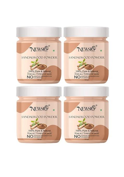 Newsio Set Of 4 Pure Natural Sandalwood Powder For Skin 100G Each