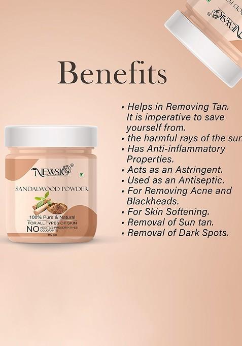 Newsio Set Of 4 Pure Natural Sandalwood Powder For Skin 100G Each