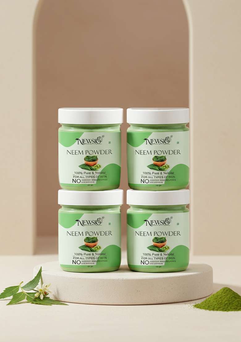 Newsio Set Of 4 Pure Natural Neem Leaves Powder For Skin Hair 100G Each - Indya