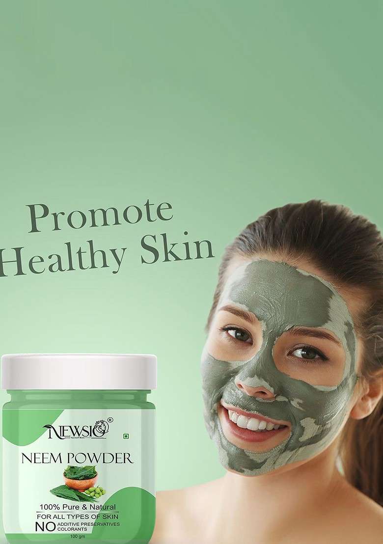 Newsio Set Of 4 Pure Natural Neem Leaves Powder For Skin Hair 100G Each - Indya