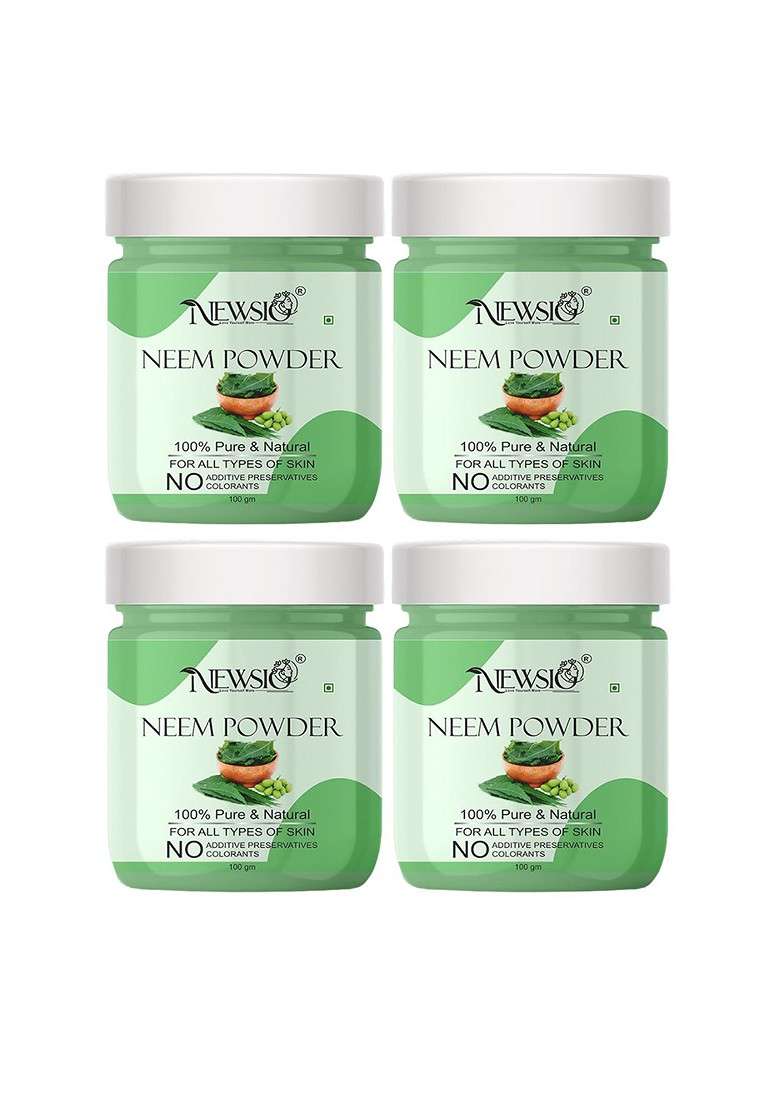 Newsio Set Of 4 Pure Natural Neem Leaves Powder For Skin Hair 100G Each - Indya