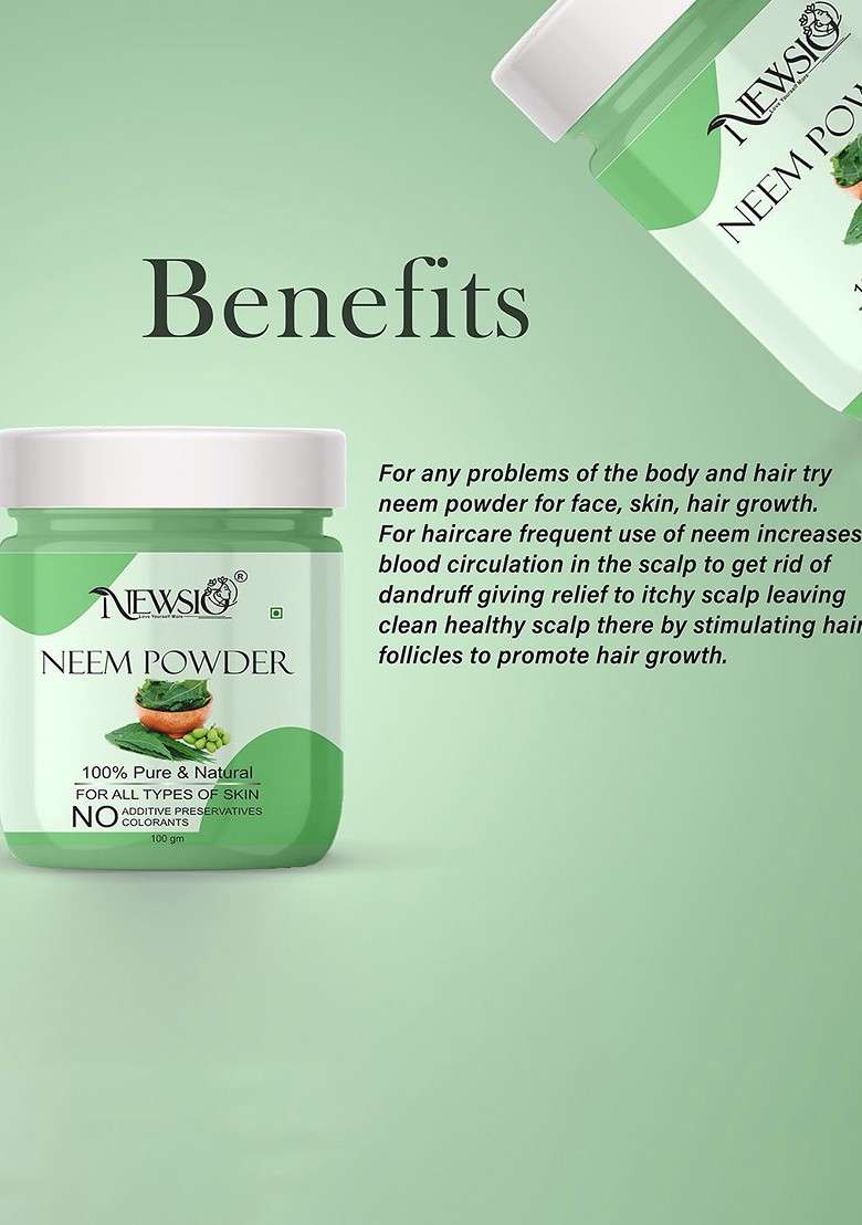 Newsio Set Of 4 Pure Natural Neem Leaves Powder For Skin Hair 100G Each - Indya