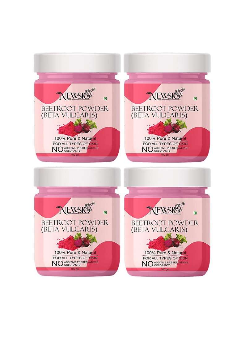 Newsio Set Of 4 Pure Natural Beetroot Powder For Skin Hair 100G Each - Indya