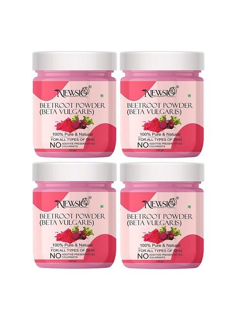 Newsio Set Of 4 Pure Natural Beetroot Powder For Skin Hair 100G Each