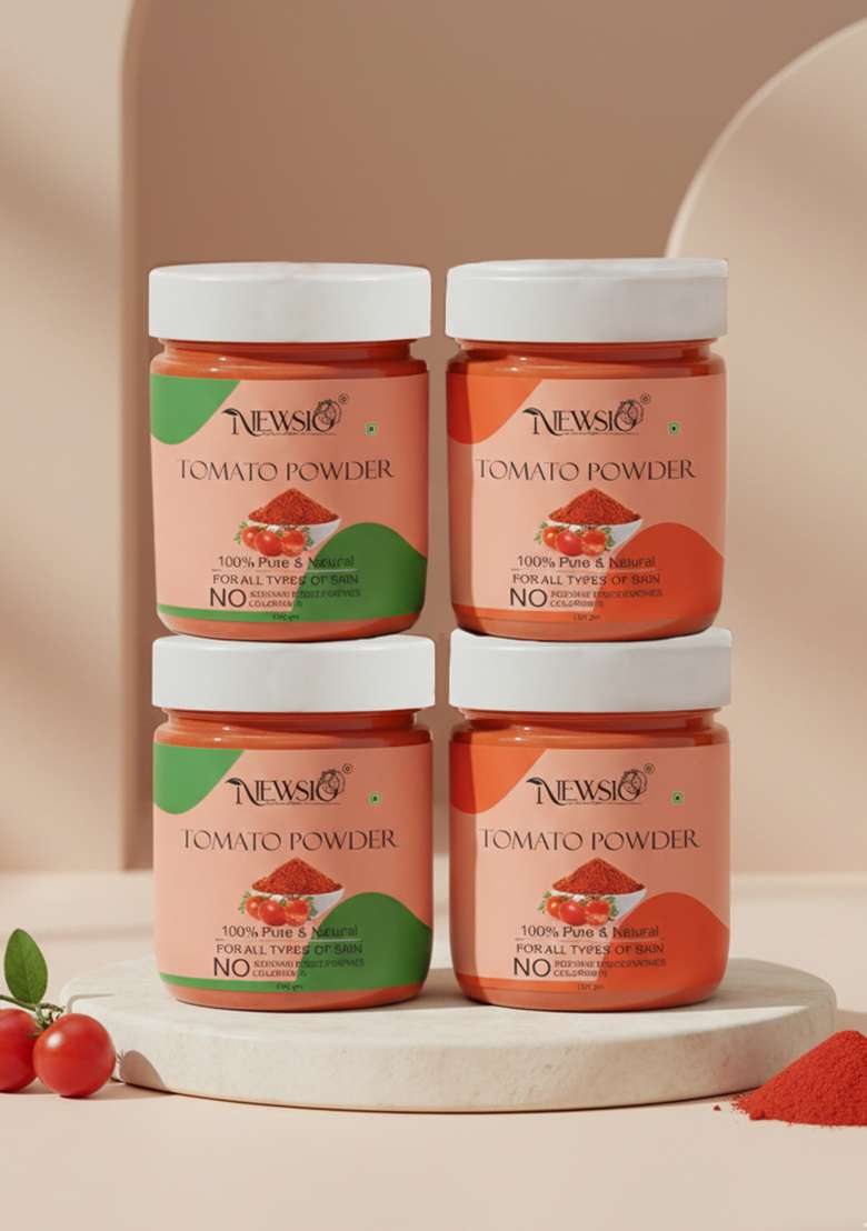 Newsio Set Of 4 Pure Natural Tomato Powder For Skin Hair 100G Each - Indya