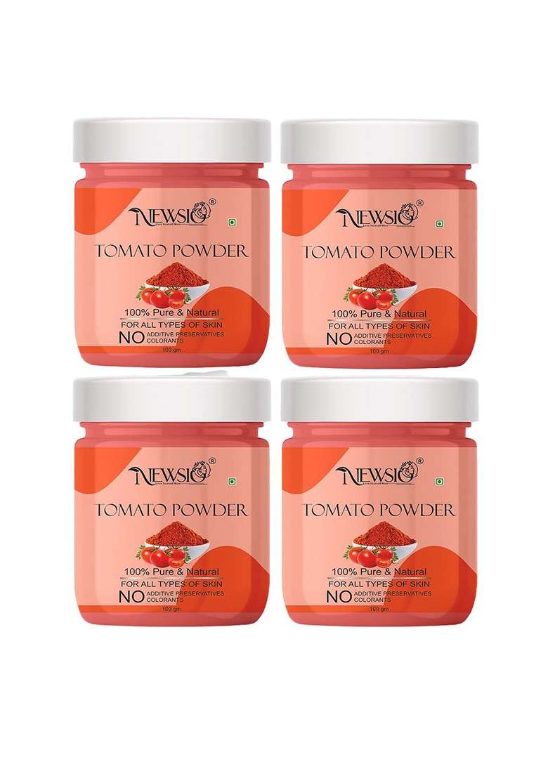 Newsio Set Of 4 Pure Natural Tomato Powder For Skin Hair 100G Each - Indya