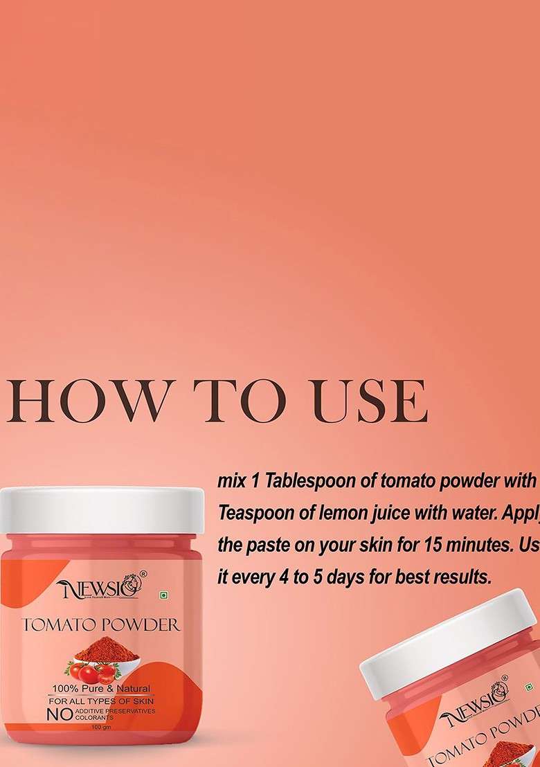 Newsio Set Of 4 Pure Natural Tomato Powder For Skin Hair 100G Each - Indya