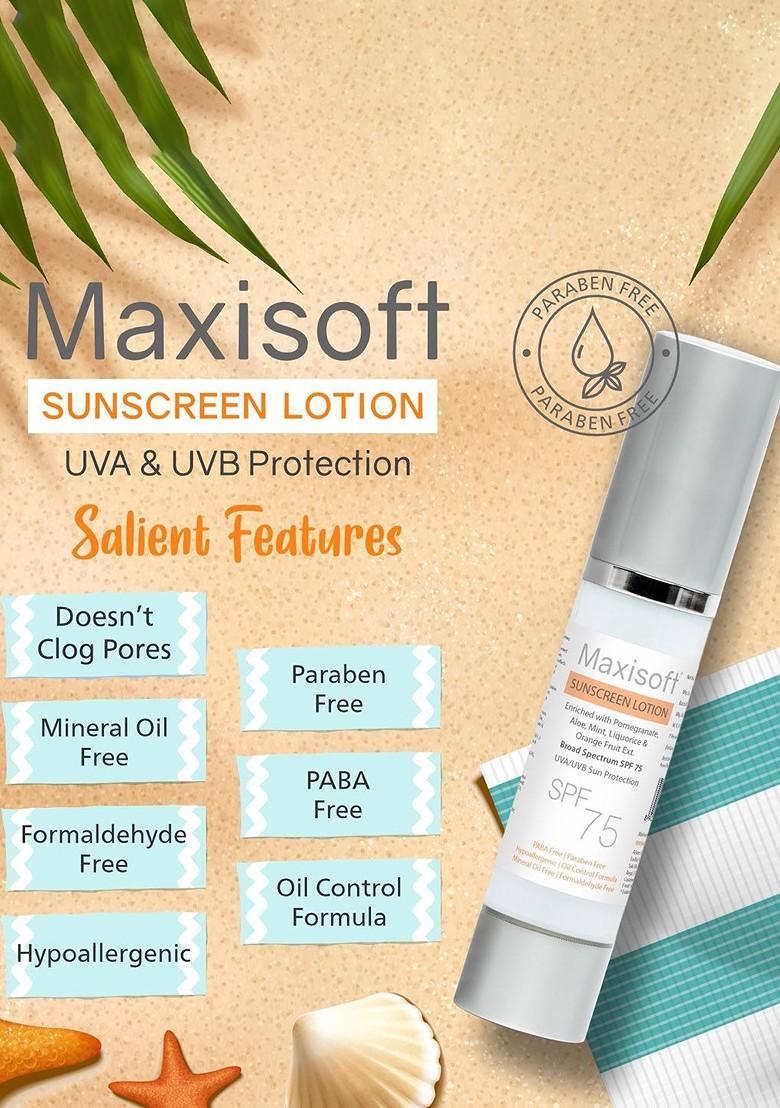 Maxisoft Set Of 3 Sunscreen Lotion Spf 75 Uva Uvb Protection 50 Ml Each