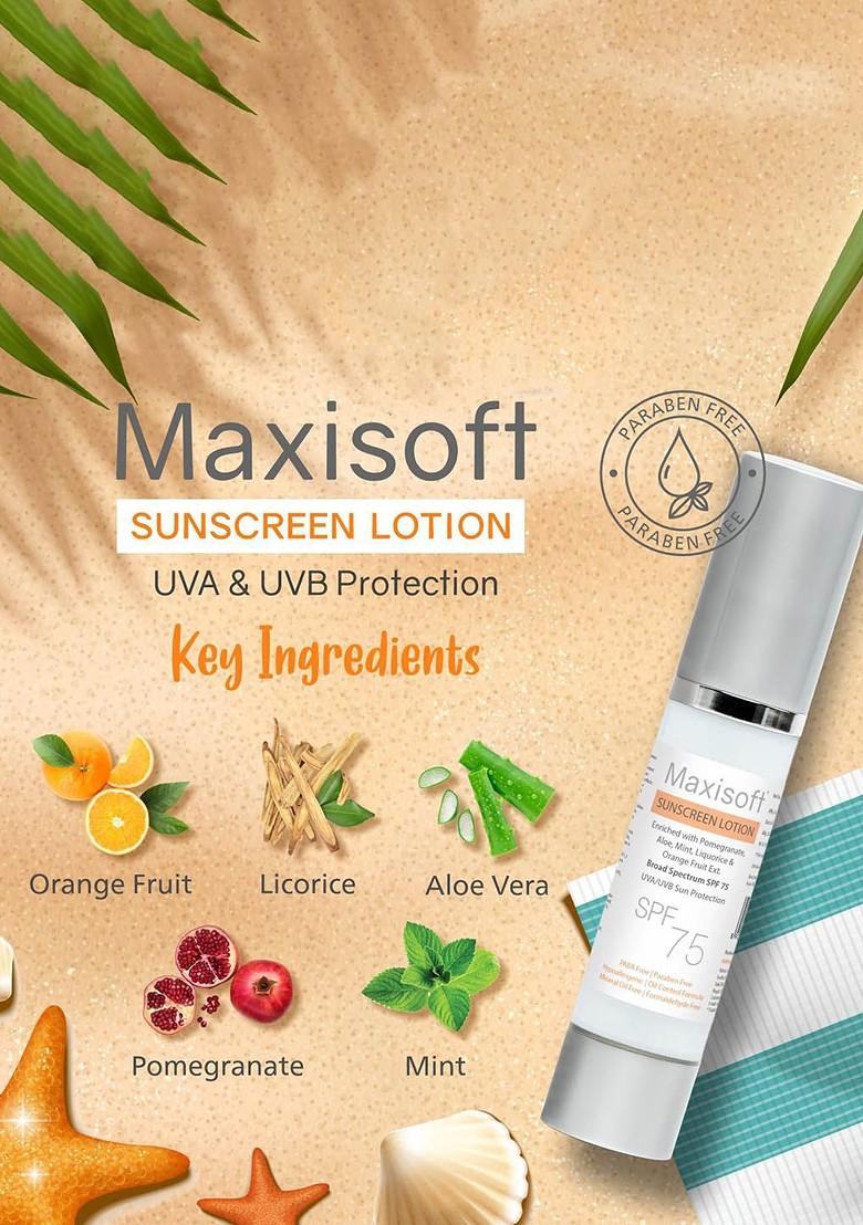 Maxisoft Set Of 2 Sunscreen Lotion Spf 75 Uva Uvb Protection 50 Ml Each