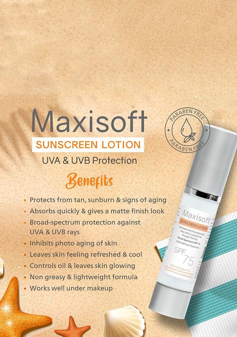 Maxisoft Set Of 2 Sunscreen Lotion Spf 75 Uva Uvb Protection 50 Ml Each