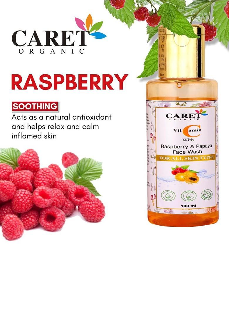 Caret Organic Vitamin C With Raspberry Papaya Face Wash For All Skin Type 100 Ml