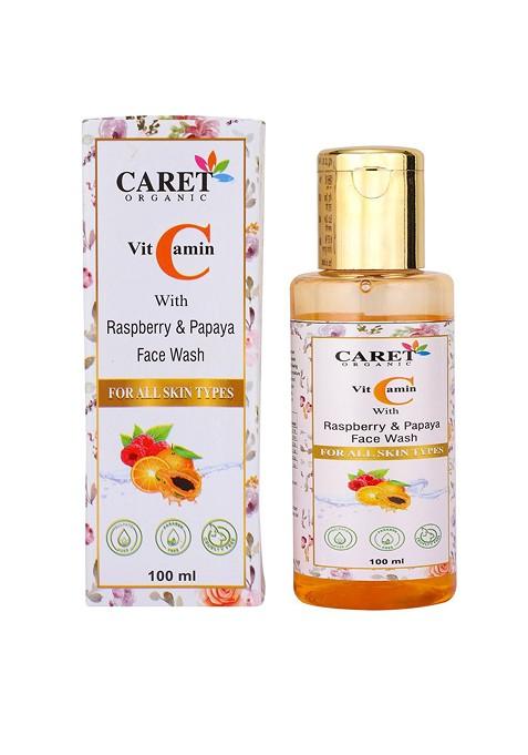 Caret Organic Vitamin C With Raspberry Papaya Face Wash For All Skin Type 100 Ml