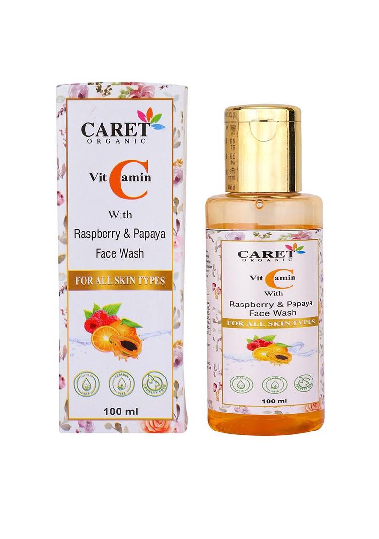 Caret Organic Vitamin C With Raspberry Papaya Face Wash For All Skin Type 100 Ml