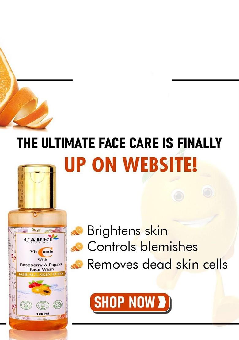 Caret Organic Vitamin C With Raspberry Papaya Face Wash For All Skin Type 100 Ml