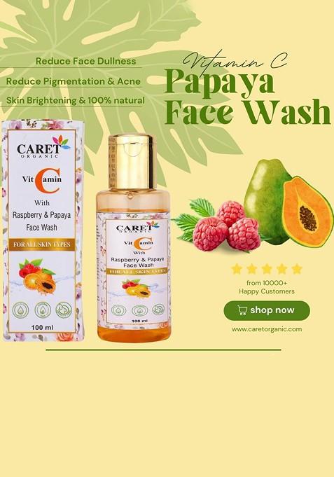 Caret Organic Vitamin C With Raspberry Papaya Face Wash For All Skin Type 100 Ml