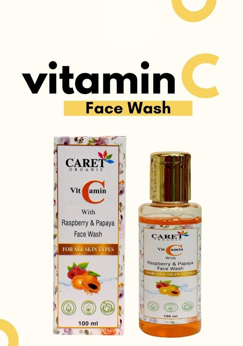 Caret Organic Vitamin C With Raspberry Papaya Face Wash For All Skin Type 100 Ml