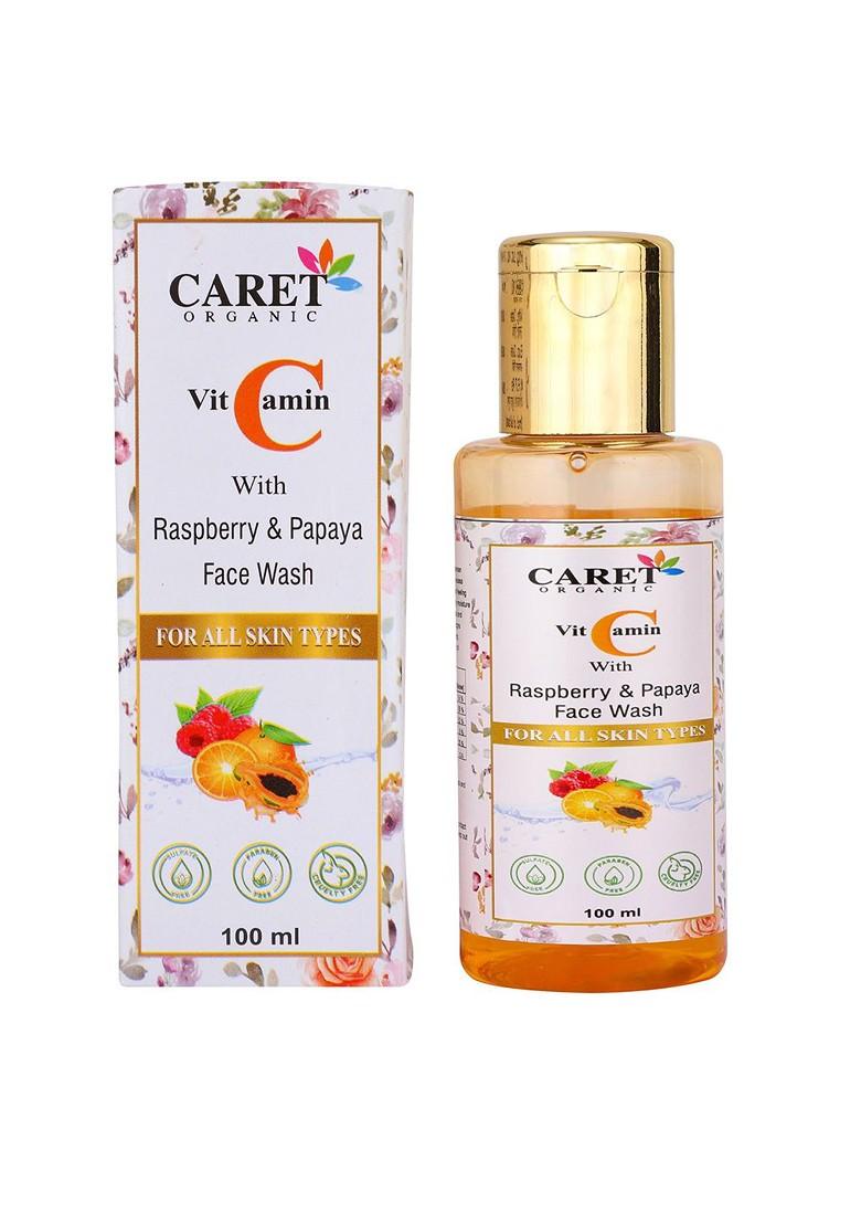 Caret Organic Vitamin C With Raspberry Papaya Face Wash For All Skin Type 100 Ml