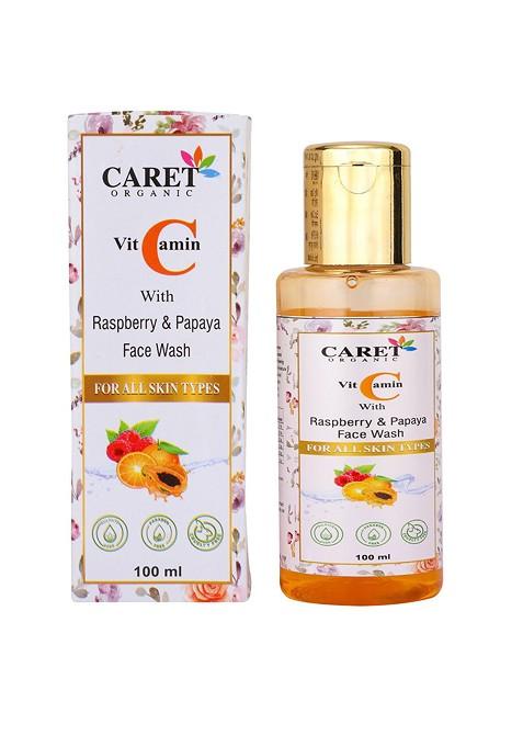 Caret Organic Vitamin C With Raspberry Papaya Face Wash For All Skin Type 100 Ml