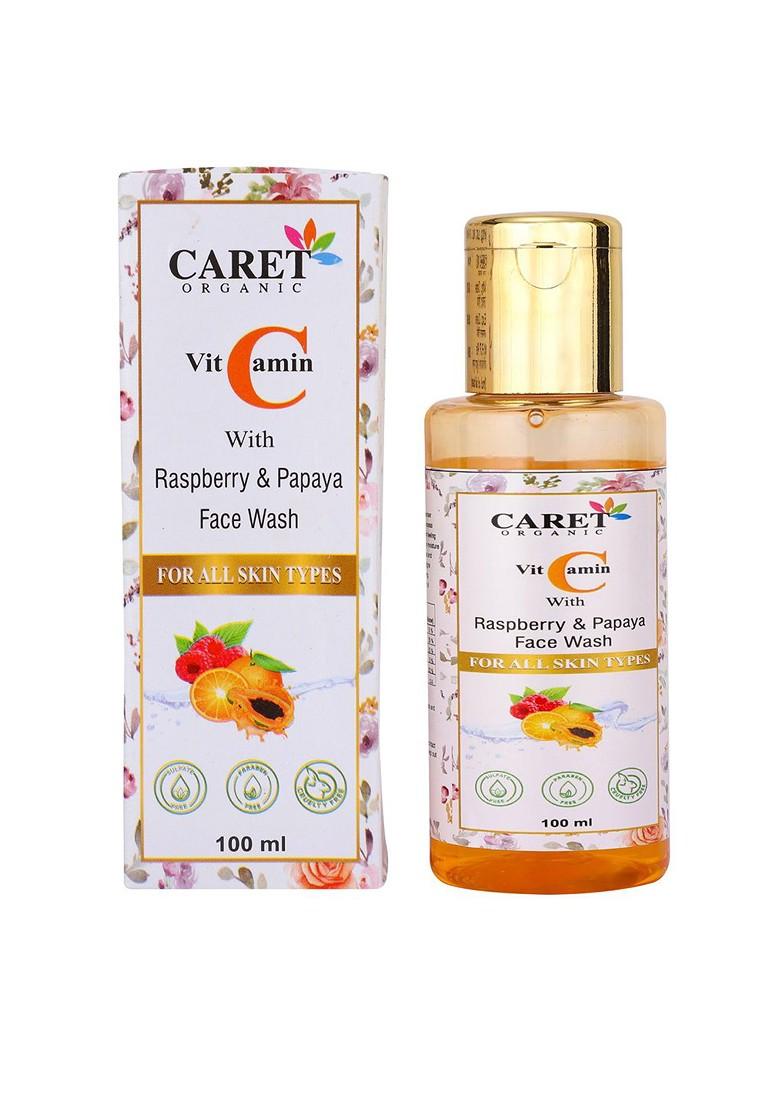 Caret Organic Vitamin C With Raspberry Papaya Face Wash For All Skin Type 100 Ml