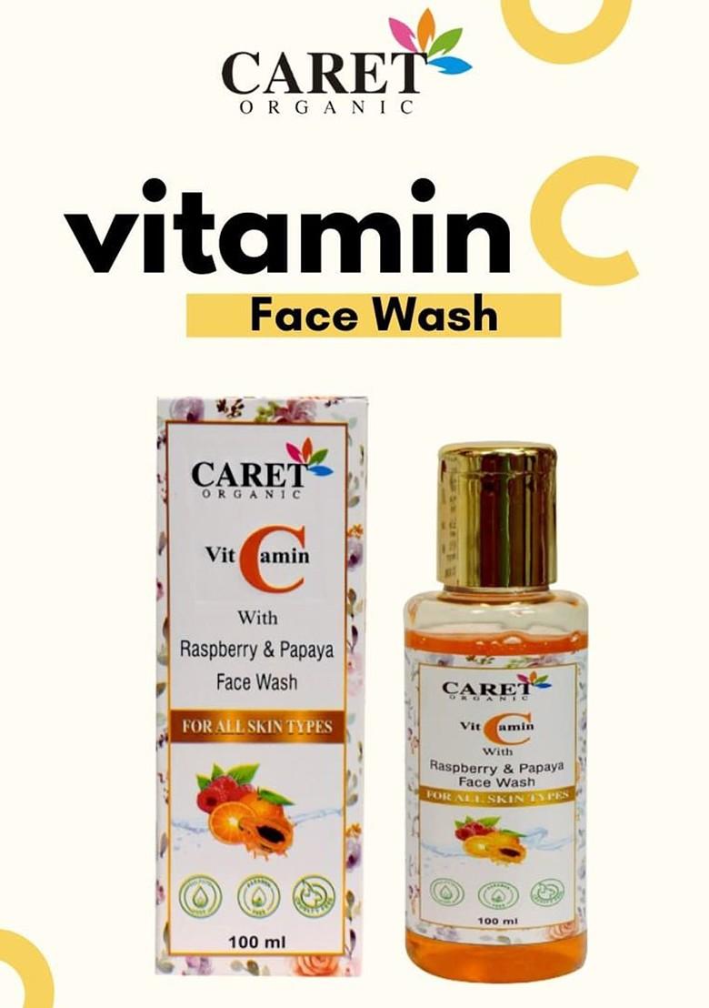 Caret Organic Vitamin C With Raspberry Papaya Face Wash For All Skin Type 100 Ml