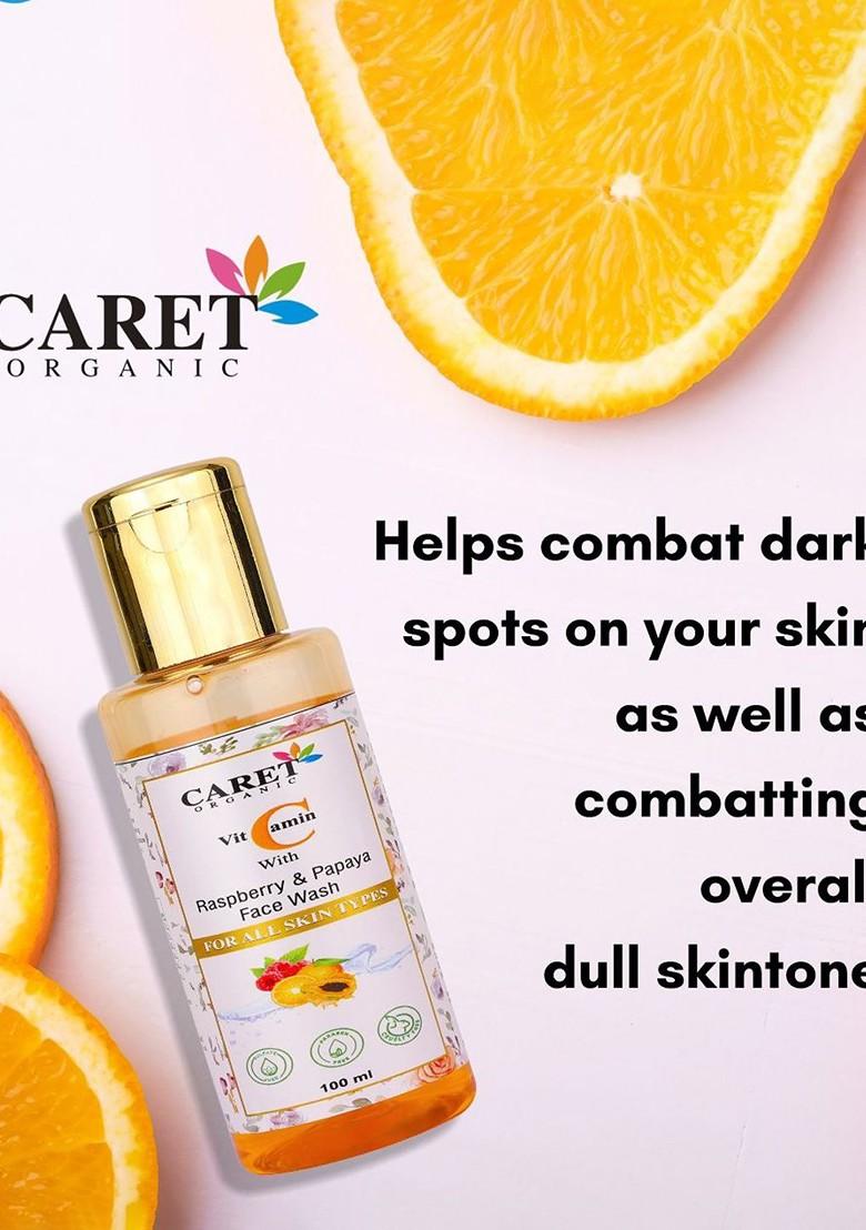 Caret Organic Vitamin C With Raspberry Papaya Face Wash For All Skin Type 100 Ml