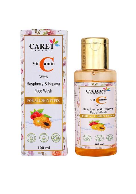 Caret Organic Vitamin C With Raspberry Papaya Face Wash For All Skin Type 100 Ml