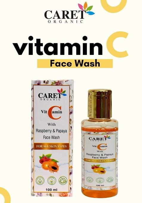 Caret Organic Vitamin C With Raspberry Papaya Face Wash For All Skin Type 100 Ml