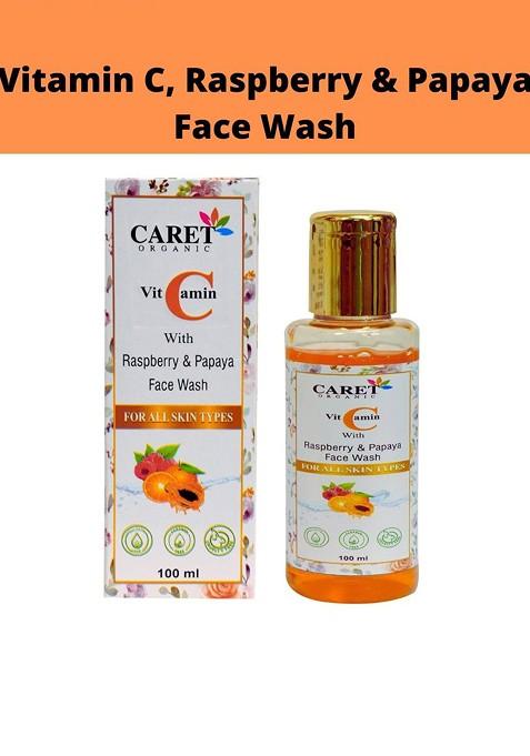 Caret Organic Vitamin C With Raspberry Papaya Face Wash For All Skin Type 100 Ml