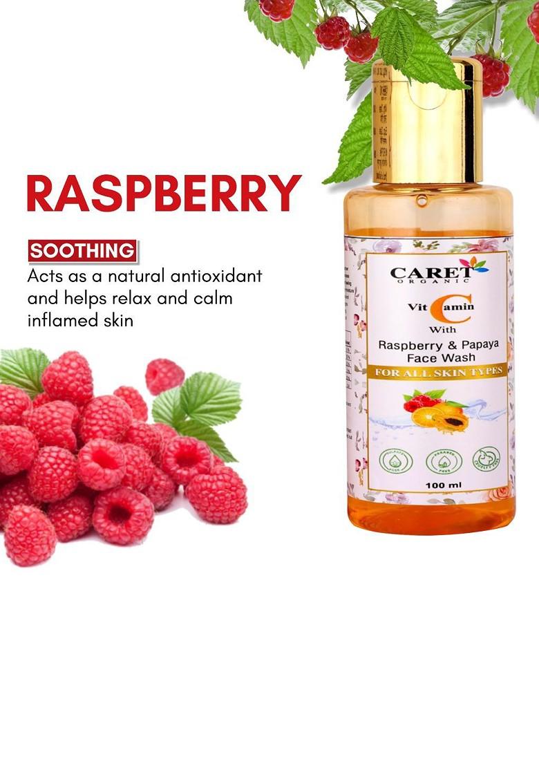 Caret Organic Vitamin C With Raspberry Papaya Face Wash For All Skin Type 100 Ml