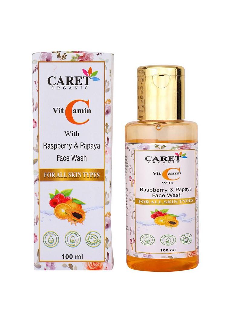 Caret Organic Vitamin C With Raspberry Papaya Face Wash For All Skin Type 100 Ml