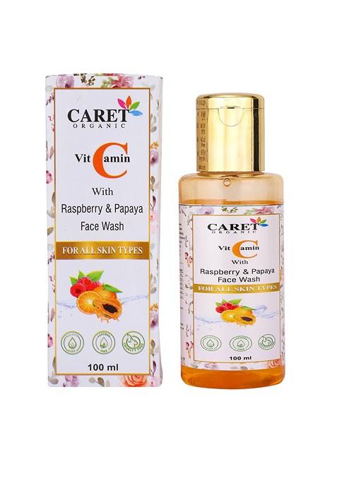 Caret Organic Vitamin C With Raspberry Papaya Face Wash For All Skin Type 100 Ml