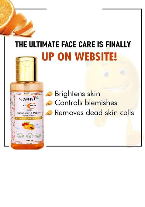 Caret Organic Vitamin C With Raspberry Papaya Face Wash For All Skin Type 100 Ml