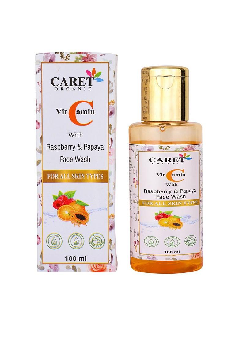 Caret Organic Vitamin C With Raspberry Papaya Face Wash For All Skin Type 100 Ml