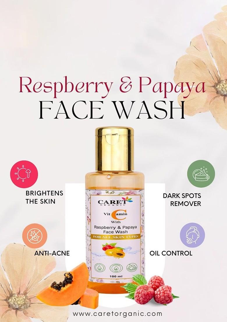 Caret Organic Vitamin C With Raspberry Papaya Face Wash For All Skin Type 100 Ml