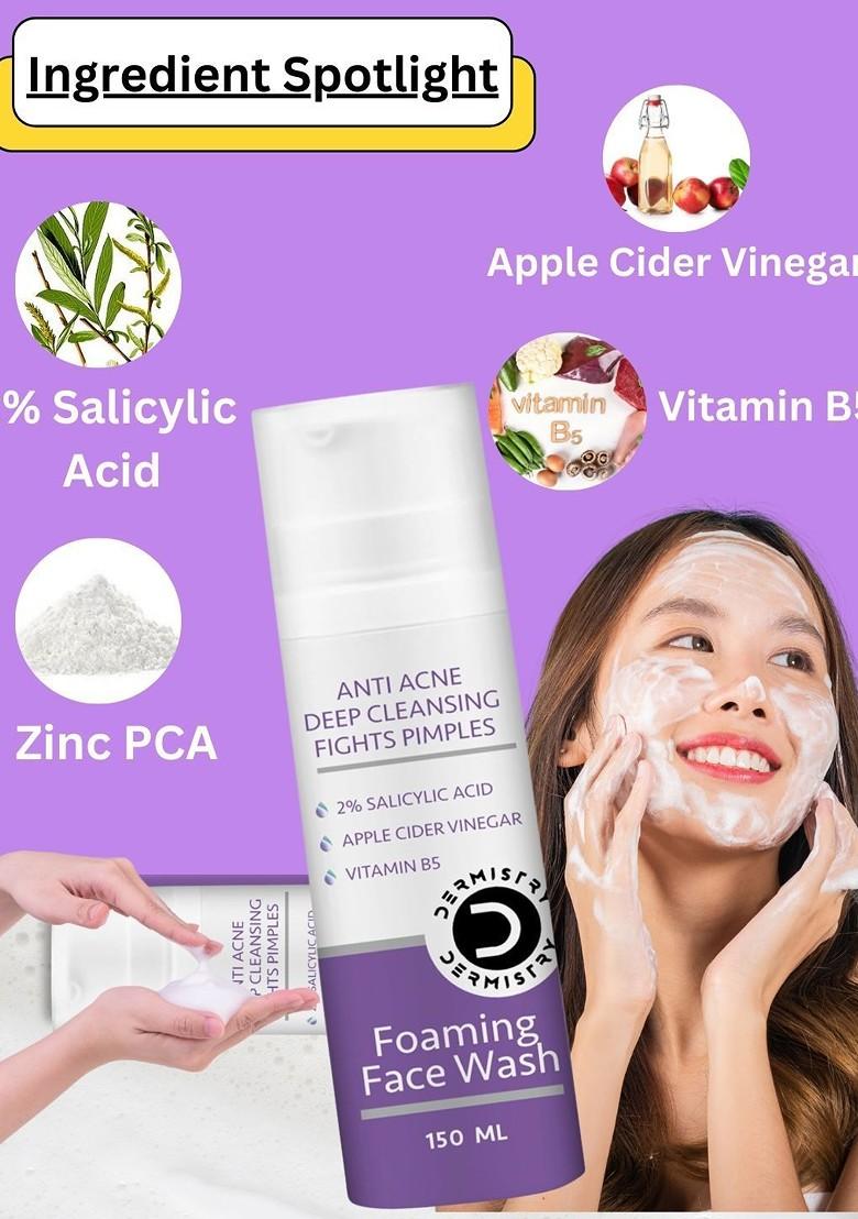 Dermistry Anti Acne 2 Salicylic Acid Foaming Deep Cleanser Toner Face Wash 150 Ml