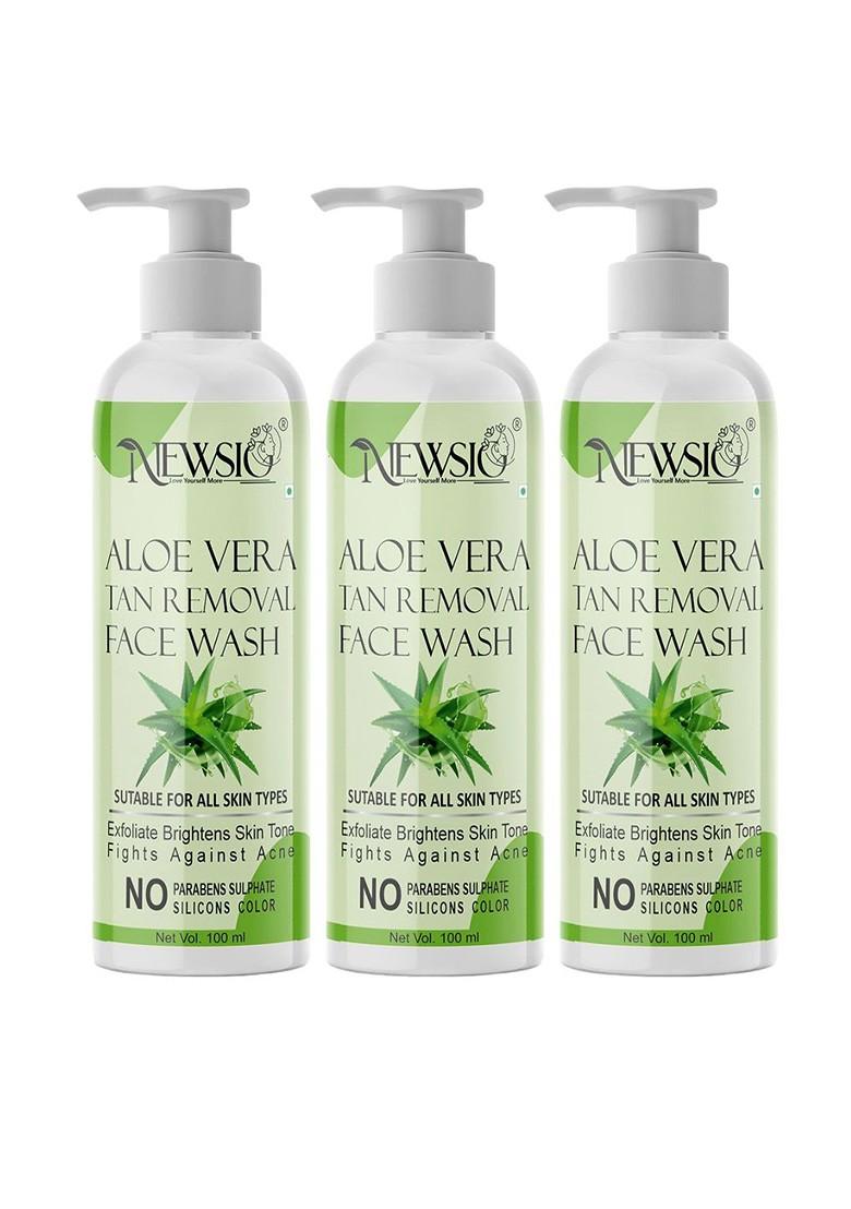 Newsio Set Of 3 Aloe Vera Tan Removal Face Wash 100 Ml Each