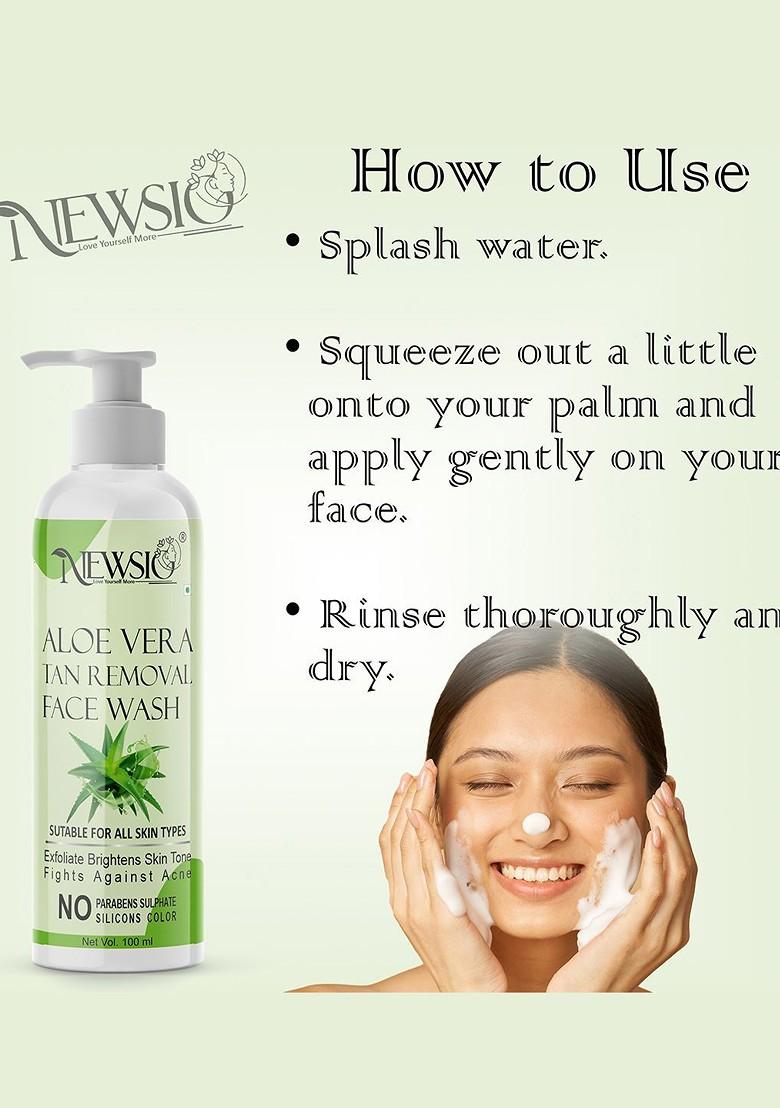 Newsio Set Of 3 Aloe Vera Tan Removal Face Wash 100 Ml Each