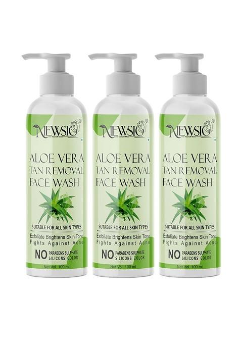 Newsio Set Of 3 Aloe Vera Tan Removal Face Wash 100 Ml Each