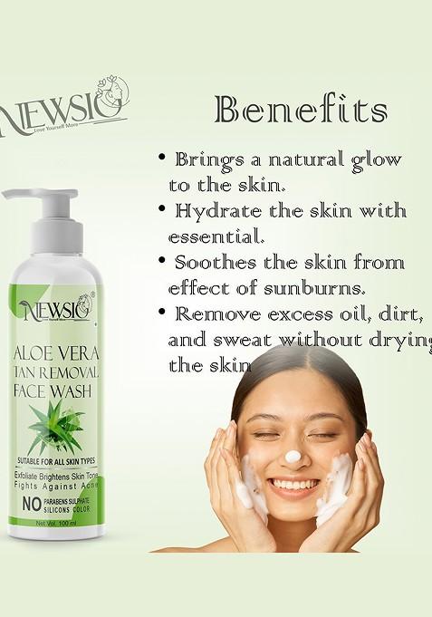 Newsio Set Of 3 Aloe Vera Tan Removal Face Wash 100 Ml Each