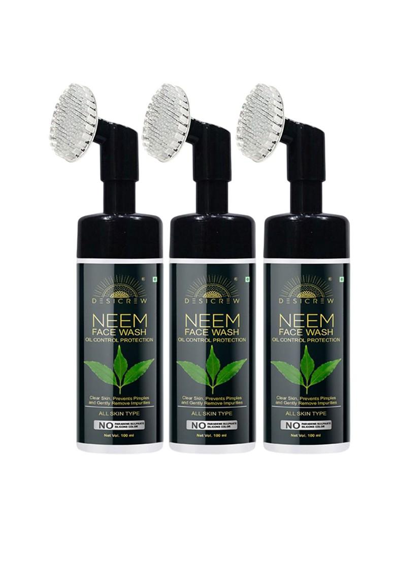 Desi Crew Set Of 3 Neem Face Wash For Oil Control Protection 100 Ml Each