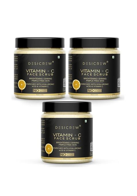 Desi Crew Set Of 3 Vitamin C Face Scrub With Hyaluronic Acid 100G Each